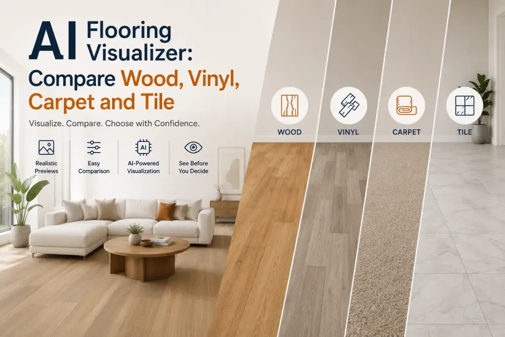 Ai Flooring Visualizer: Sammenlign træ, vinyl, tæpper og fliser